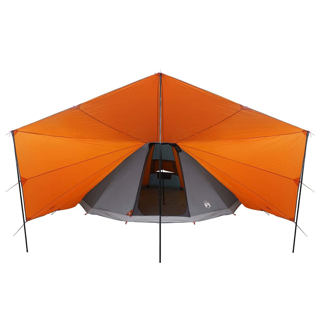 Detail van de vidaXL Tipi Tent met grijs en oranje dak, zijaanzicht.