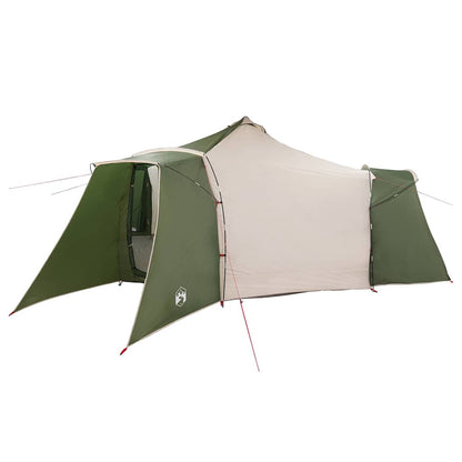 Detail van de vidaXL Tipi Tent met groene zijwanden en beige bovenkant.
