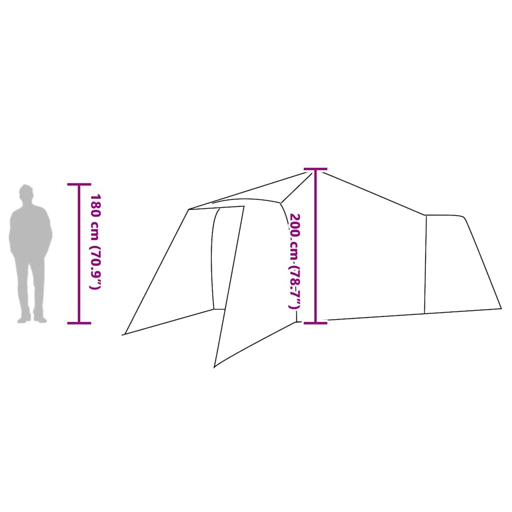 Detailweergave van de vidaXL Tipi Tent met afmetingen en zijaanzicht van de tent.