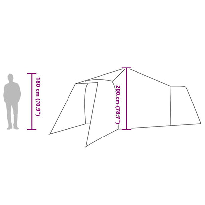 Detailweergave van de vidaXL Tipi Tent met afmetingen en zijaanzicht van de tent.