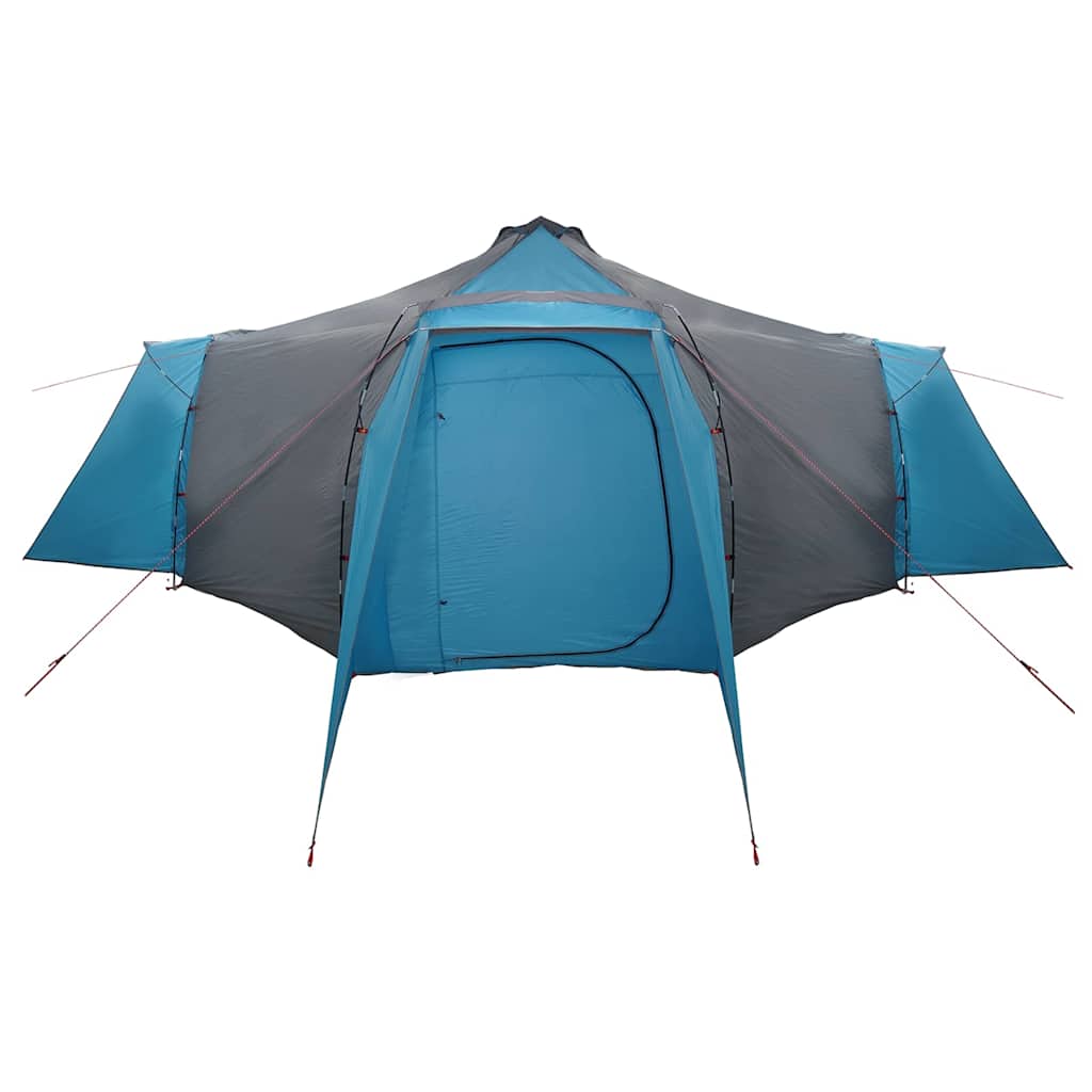 Zijaanzicht van de vidaXL Tipi Tent in blauw met vier deuren en een robuust dak.