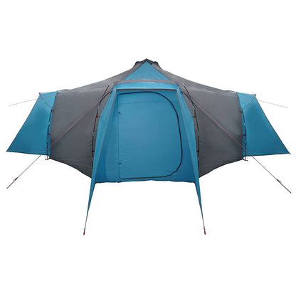 Zijaanzicht van de vidaXL Tipi Tent in blauw met vier deuren en een robuust dak.