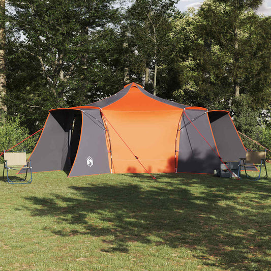 vidaXL Tipi Tent in grijs en oranje, ruime tent met vier ingangen, ideaal voor kampeerders.
