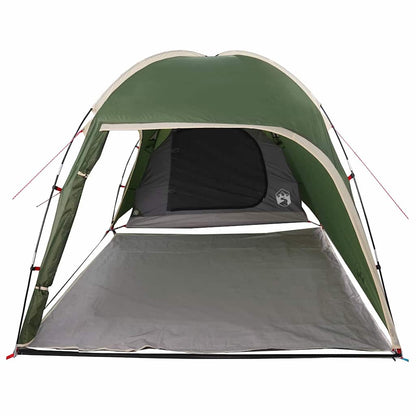 Detail van de vidaXL huisje tent in groen met een open ingang en dak.