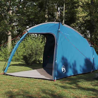 Zijaanzicht van de blauwe vidaXL Huisje Tent met open ingang en ruime vloer.