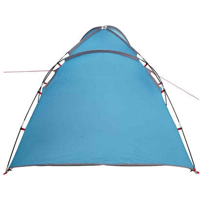 Zijaanzicht van de blauwe vidaXL Huisje Tent met strak dak en stevige structuur.