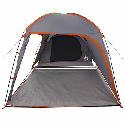 Detail van de vidaXL huisje tent in grijs en oranje, met open ingang en ruime opzet.