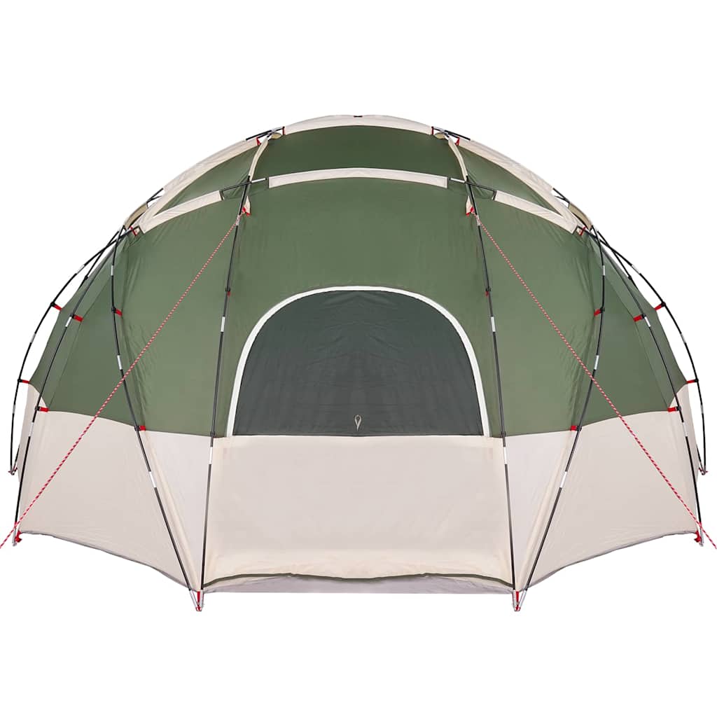 Zijaanzicht van de vidaXL Koepeltent in groen met een ruime ingang.