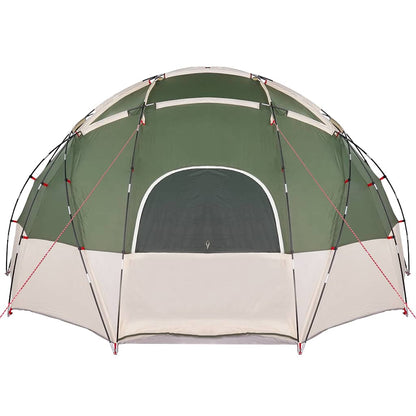 Zijaanzicht van de vidaXL Koepeltent in groen met een ruime ingang.