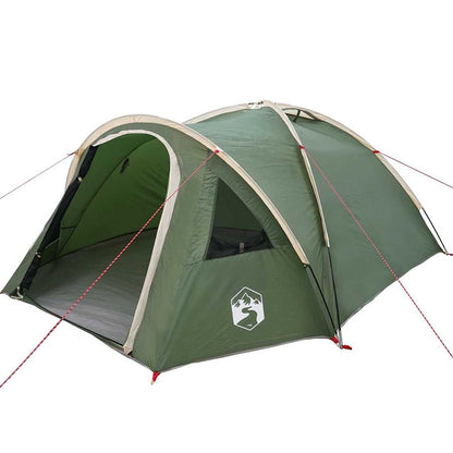 Detail van de vidaXL groene campingtent met open ingang en ventilatierooster.