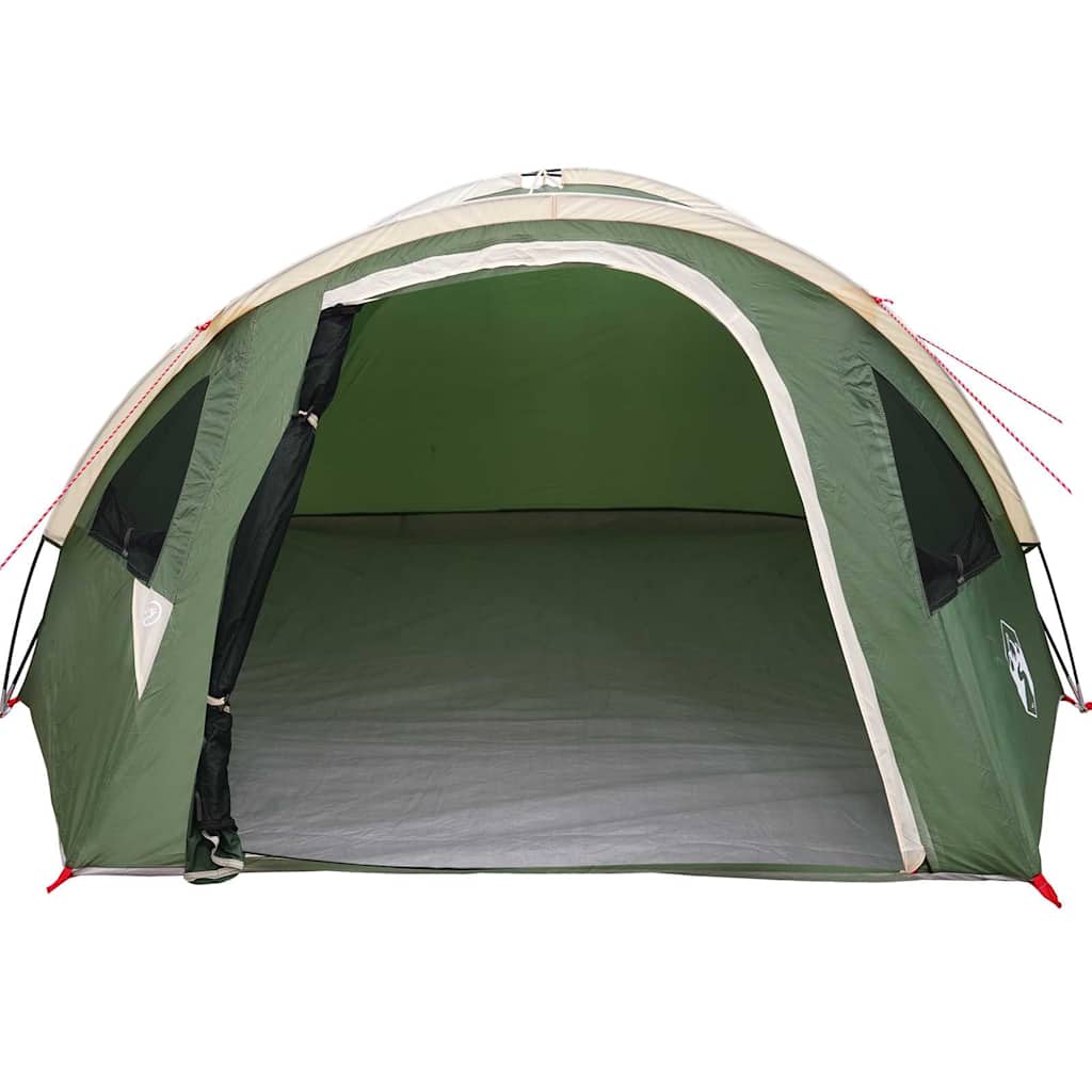 Detail van de vidaXL groene camping tent met open ingang en ventilatieroosters.