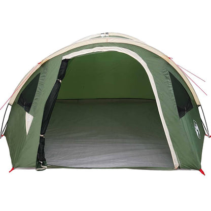 Detail van de vidaXL groene camping tent met open ingang en ventilatieroosters.