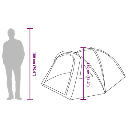 Detail van de vidaXL Camping Tent met afmetingen en zijaanzicht van de tent.