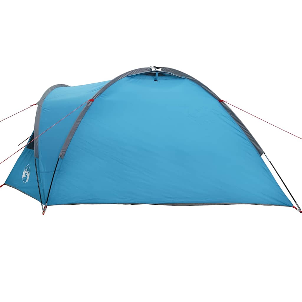 Zijaanzicht van de vidaXL Camping Tent in blauw met stevige polyester constructie.