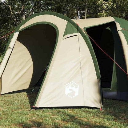 Detail van de ingang van de vidaXL koepeltent met groene en beige kleuren.