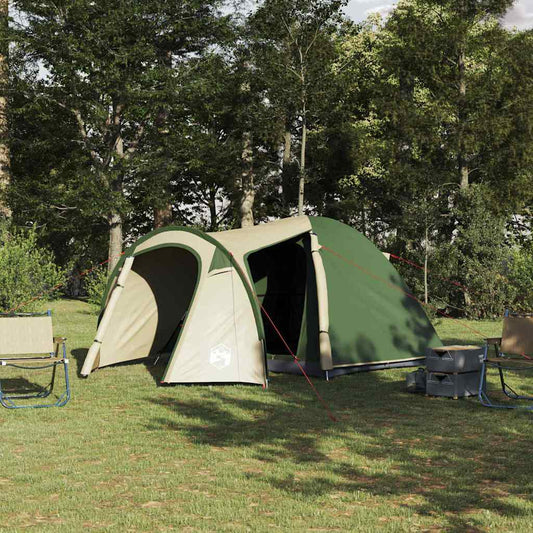 vidaXL koepeltent in groen met ruime ingang, perfect voor zes personen in de natuur.