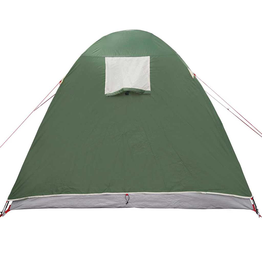 Zijaanzicht van de vidaXL koepeltent in groen met ventilatierooster.