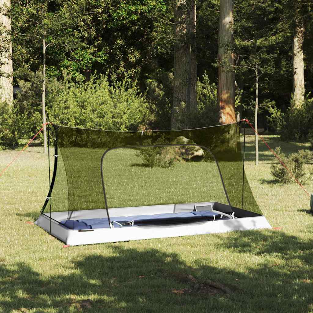 vidaXL binnentent zwart 220 x 128 x 110 cm met gaas, opgezet in een groene omgeving