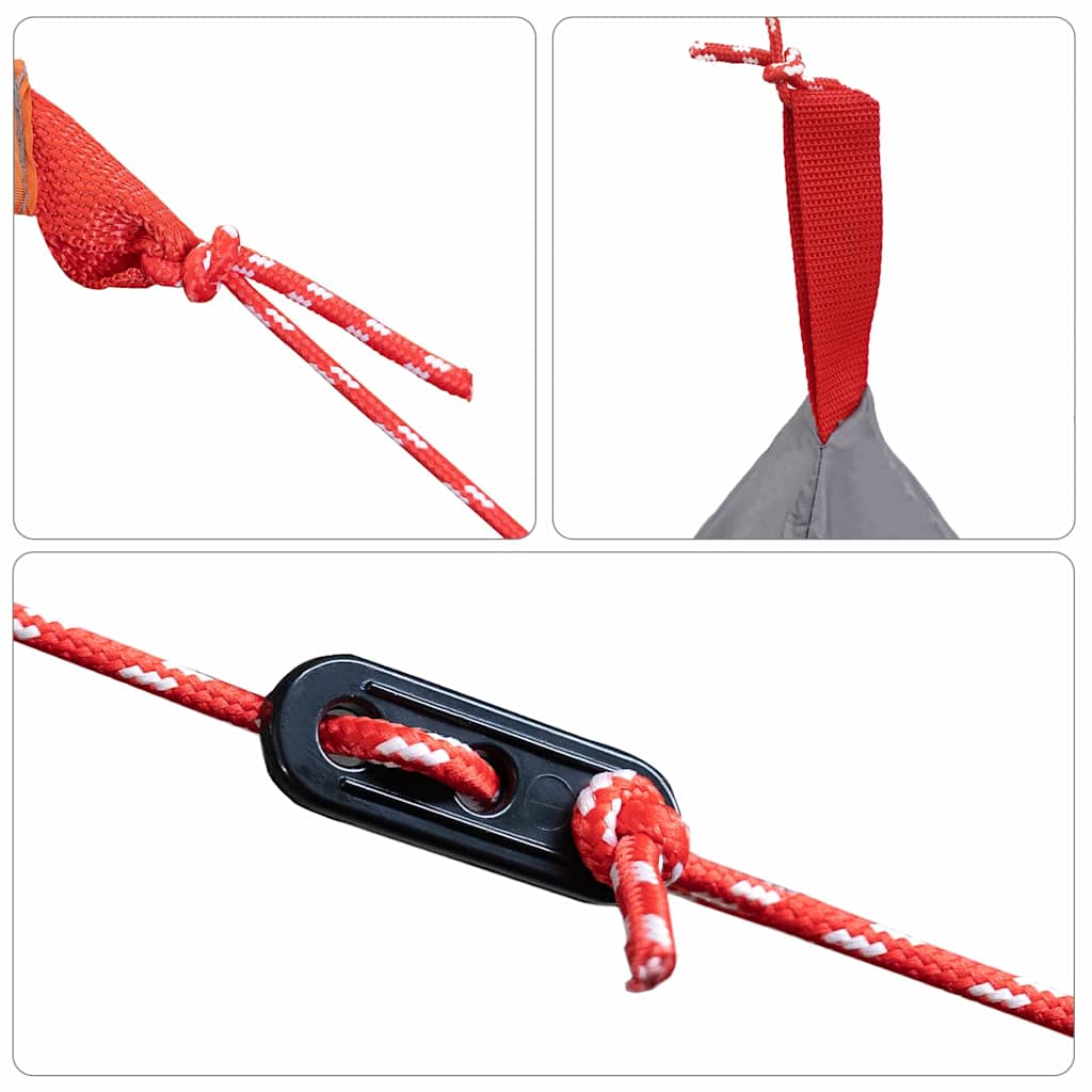 Detail van de bevestiging en koord van de vidaXL binnentent in zwart en rood.
