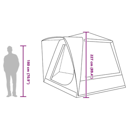Zijaanzicht van de vidaXL Camping Tent met afmetingen en hoogte-informatie.