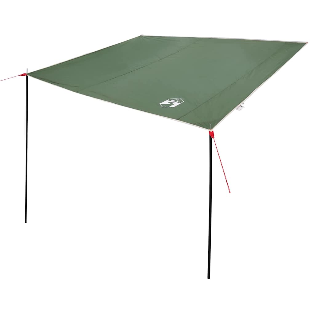 Detail van de vidaXL waterbestendige tarp in groen, met opstelling en bevestigingspunten.