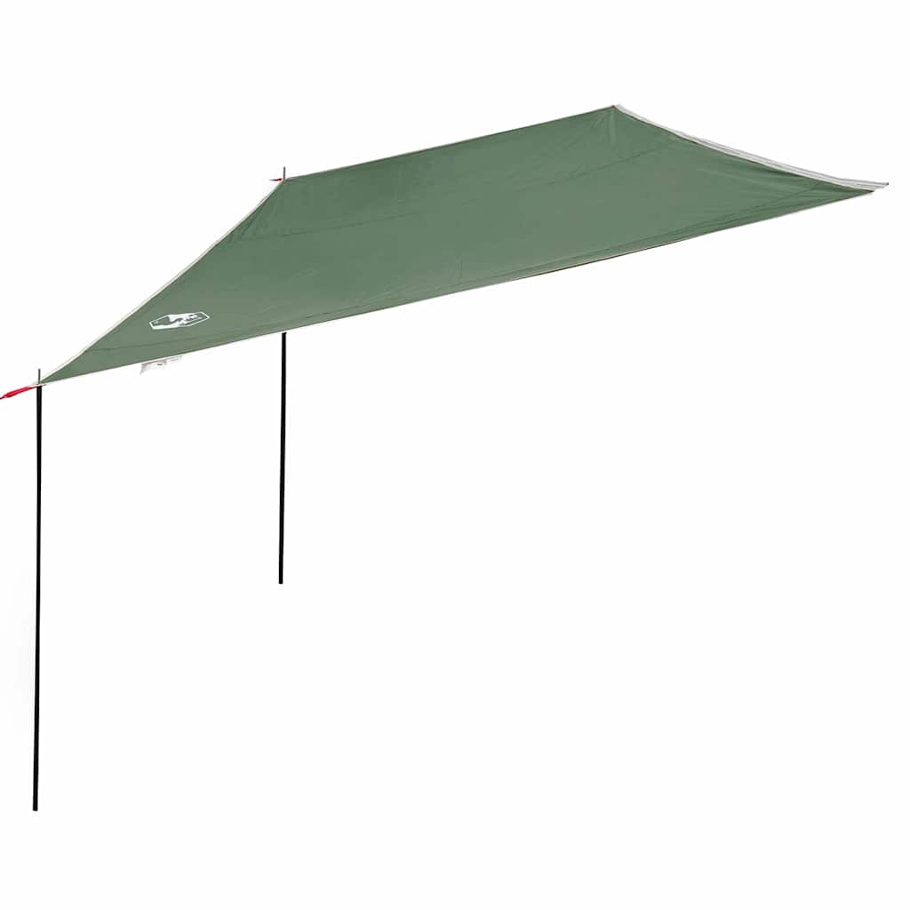 Detail van de vidaXL waterbestendige tarp in groen, met opgestelde steunpalen.