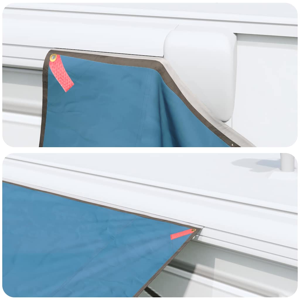 Detail van de blauwe vidaXL tarp met versterkte hoeken en bevestigingspunten.