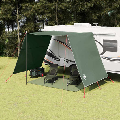 vidaXL waterbestendige tarp in groen, opgesteld voor bescherming bij kamperen.