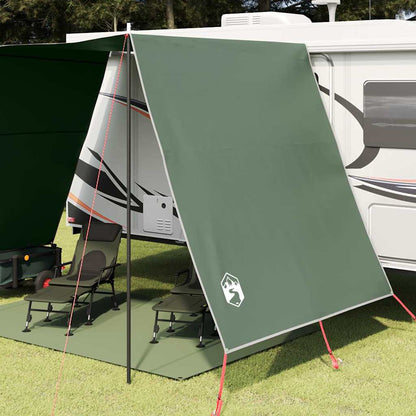 Detail van de vidaXL waterbestendige tarp in groen, opgesteld met stoelen eronder.