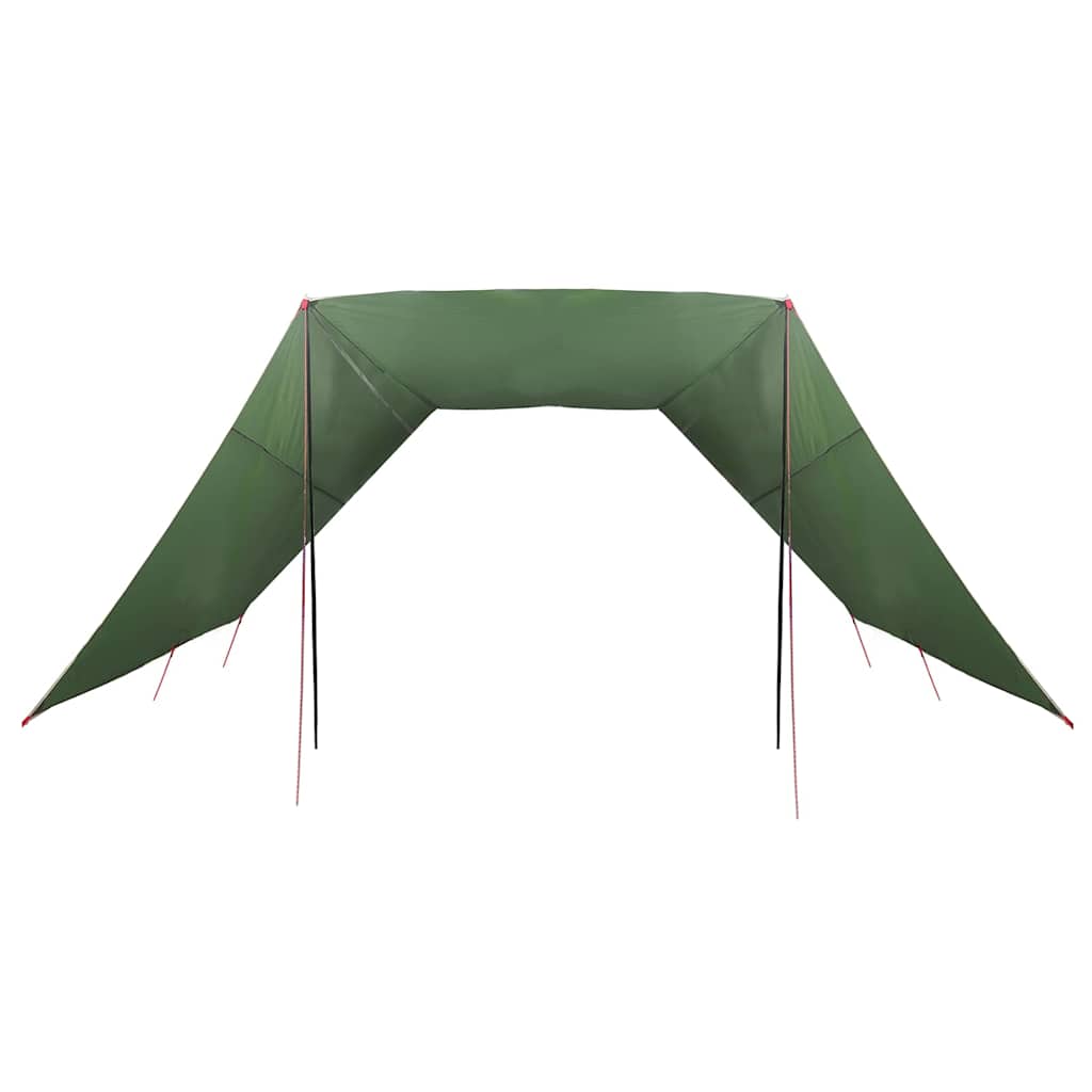 Detail van de vidaXL waterbestendige tarp in groen met een schuin dak.