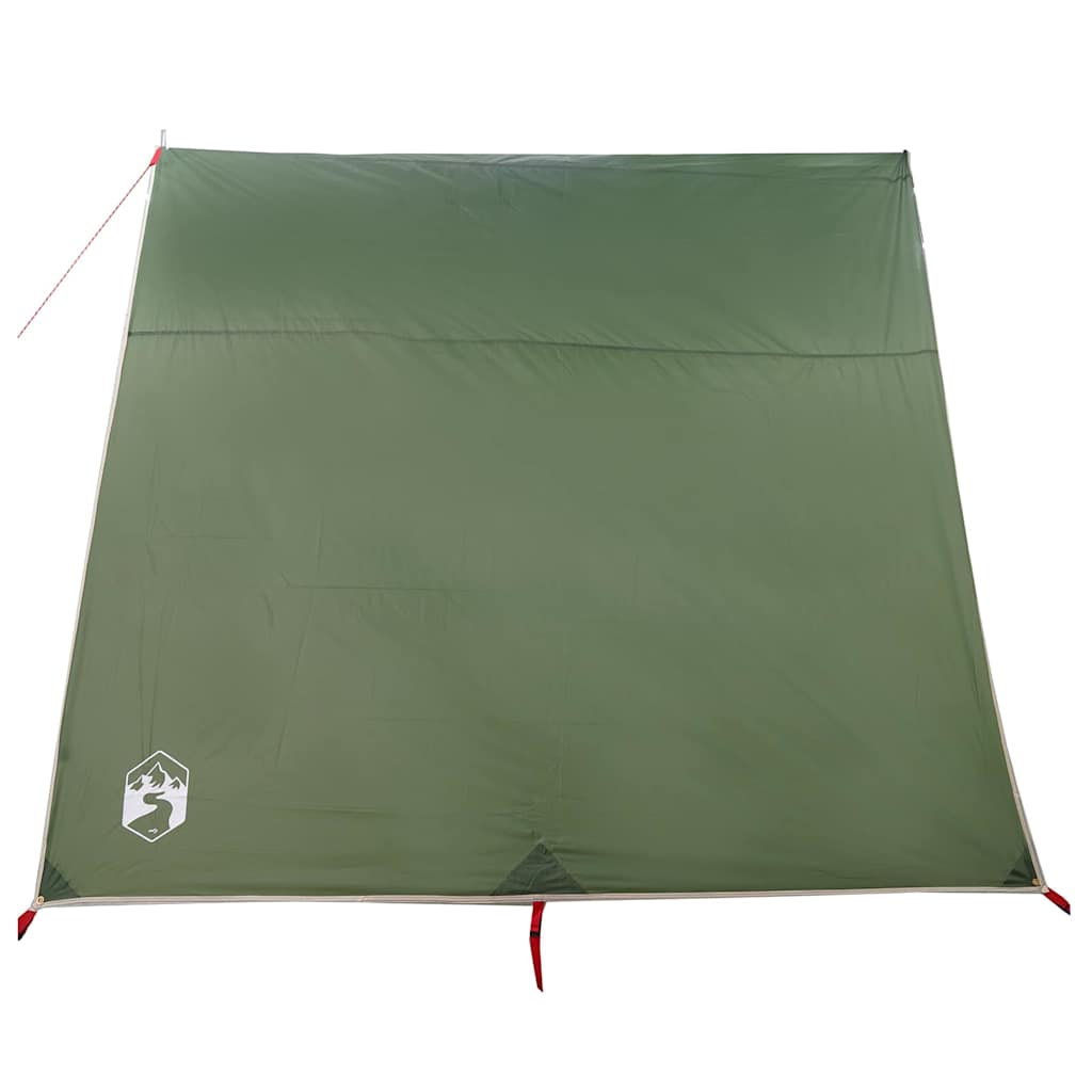Detail van de vidaXL waterbestendige tarp in groen, met een vlakke bovenkant en stevige bevestigingen.