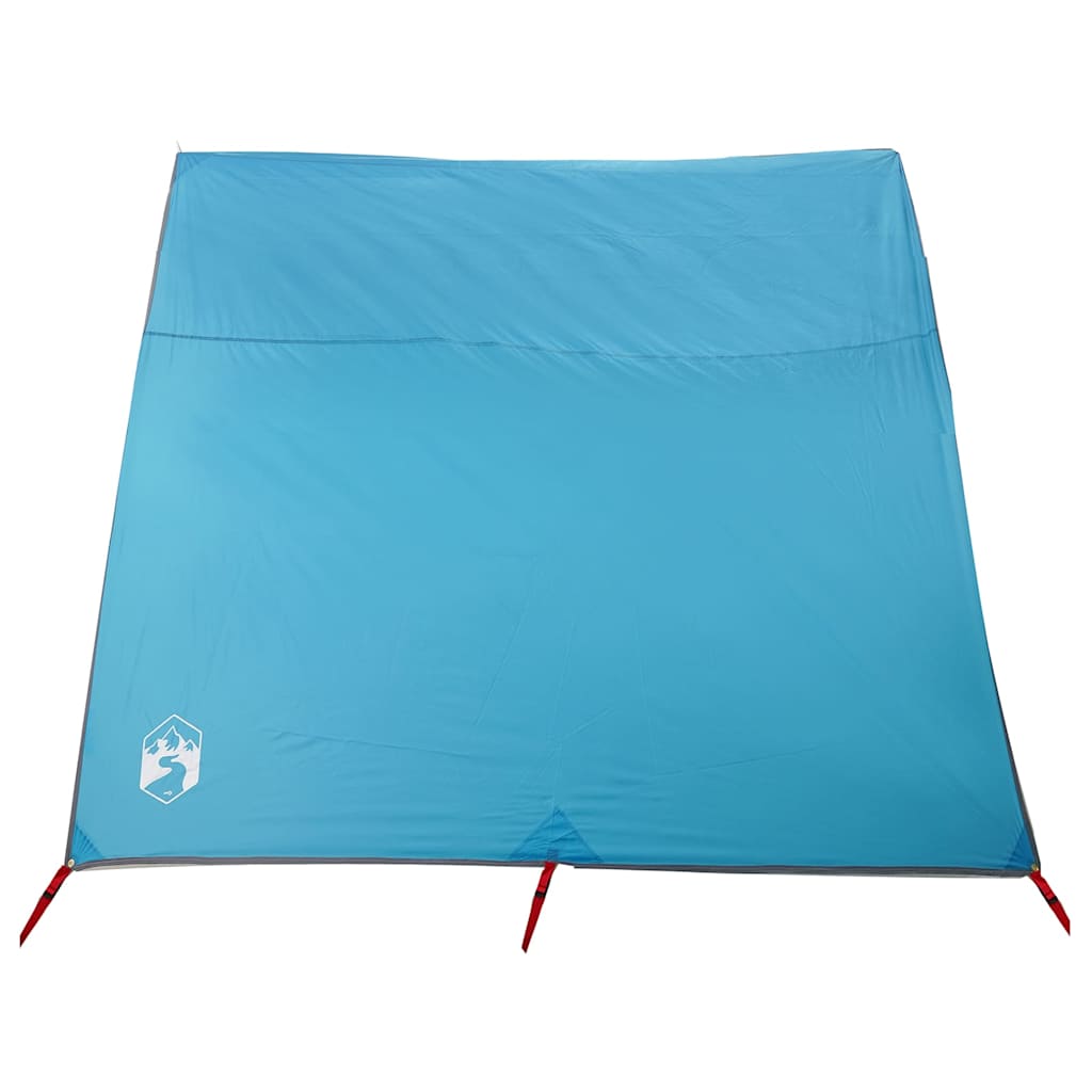 Lichtblauwe vidaXL tarp met stevige hoeken en rode bevestigingsbanden, bovenaanzicht.