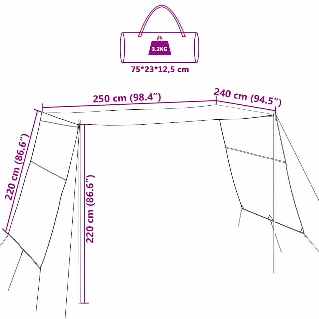 vidaXL Waterbestendige Tarp met dak 250 x 240 x 220 cm