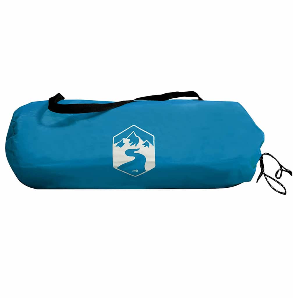 Blauwe vidaXL tarp opgerold in een compacte tas met merklogo.