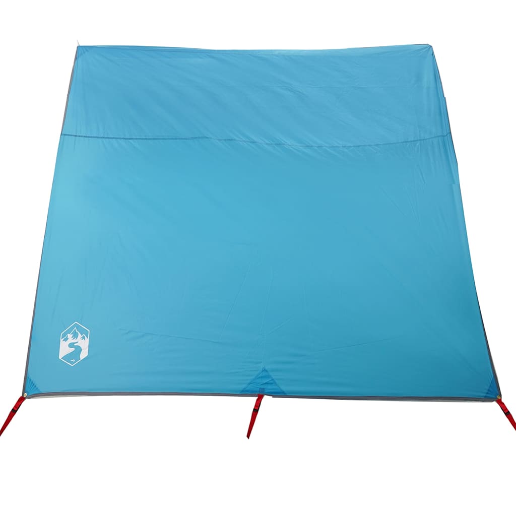 Detail van de vidaXL waterbestendige tarp in helderblauw, met stevige bevestigingspunten.