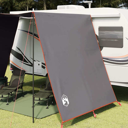 Detail van de vidaXL waterbestendige tarp in grijs, schuin opgesteld met rode randen.