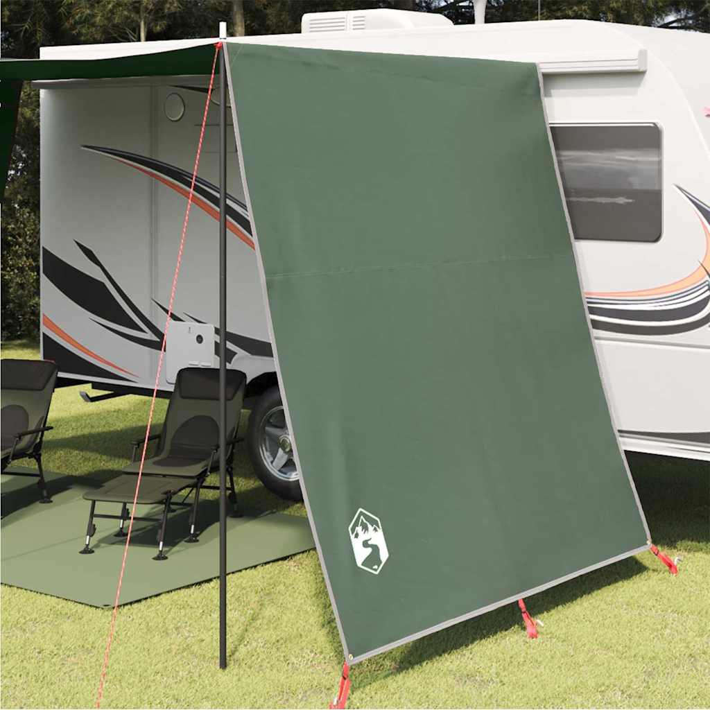 Detail van de vidaXL waterbestendige tarp in groen, zijaanzicht met bevestigingslijnen.