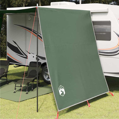 Detail van de vidaXL waterbestendige tarp in groen, zijaanzicht met bevestigingslijnen.