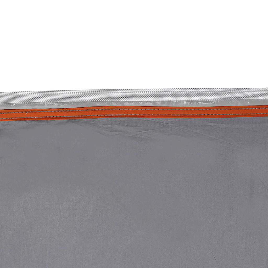 Detail van de grijze vidaXL tarp met waterafstotende coating en oranje rand.