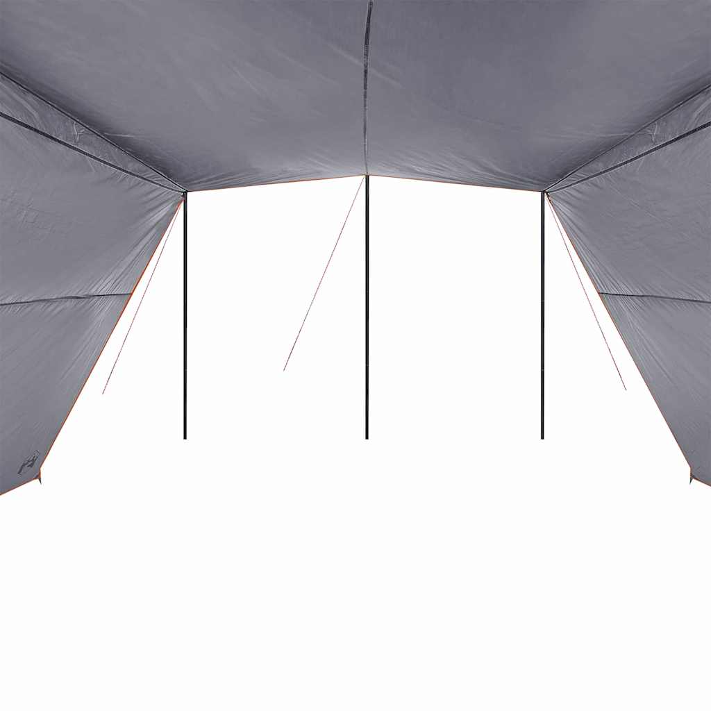 Detail van de vidaXL waterbestendige tarp met zicht op de binnenzijde en steunpalen.