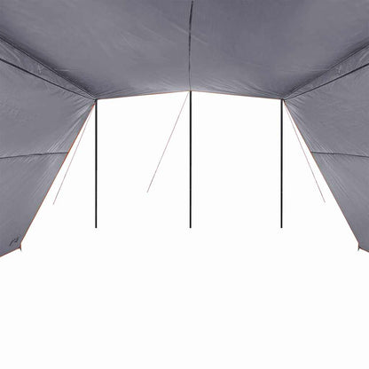 Detail van de vidaXL waterbestendige tarp met zicht op de binnenzijde en steunpalen.