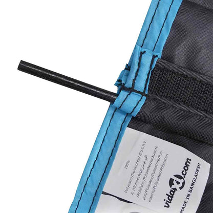Detail van de stevige constructie met een zwart metalen frame en blauwe afwerking van de vidaXL opslagzak.