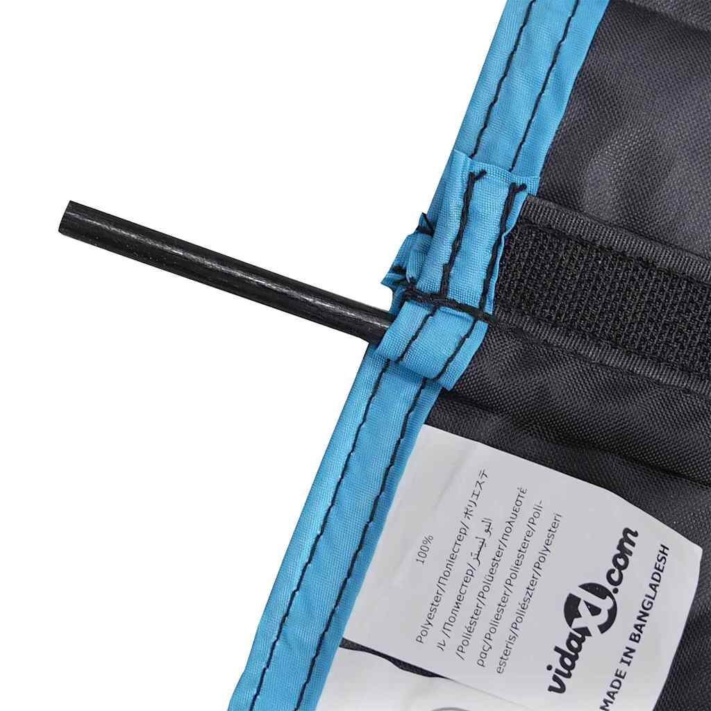 Detail van de vidaXL opslagzak met zwart en blauw ontwerp, bevestigingspunt zichtbaar.