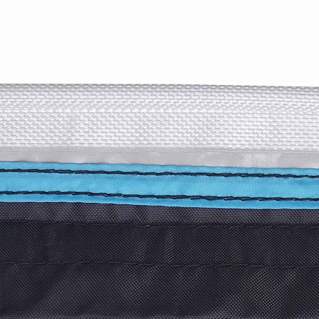 Detail van de rits en stiksels van de vidaXL opslagzak in zwart en blauw.