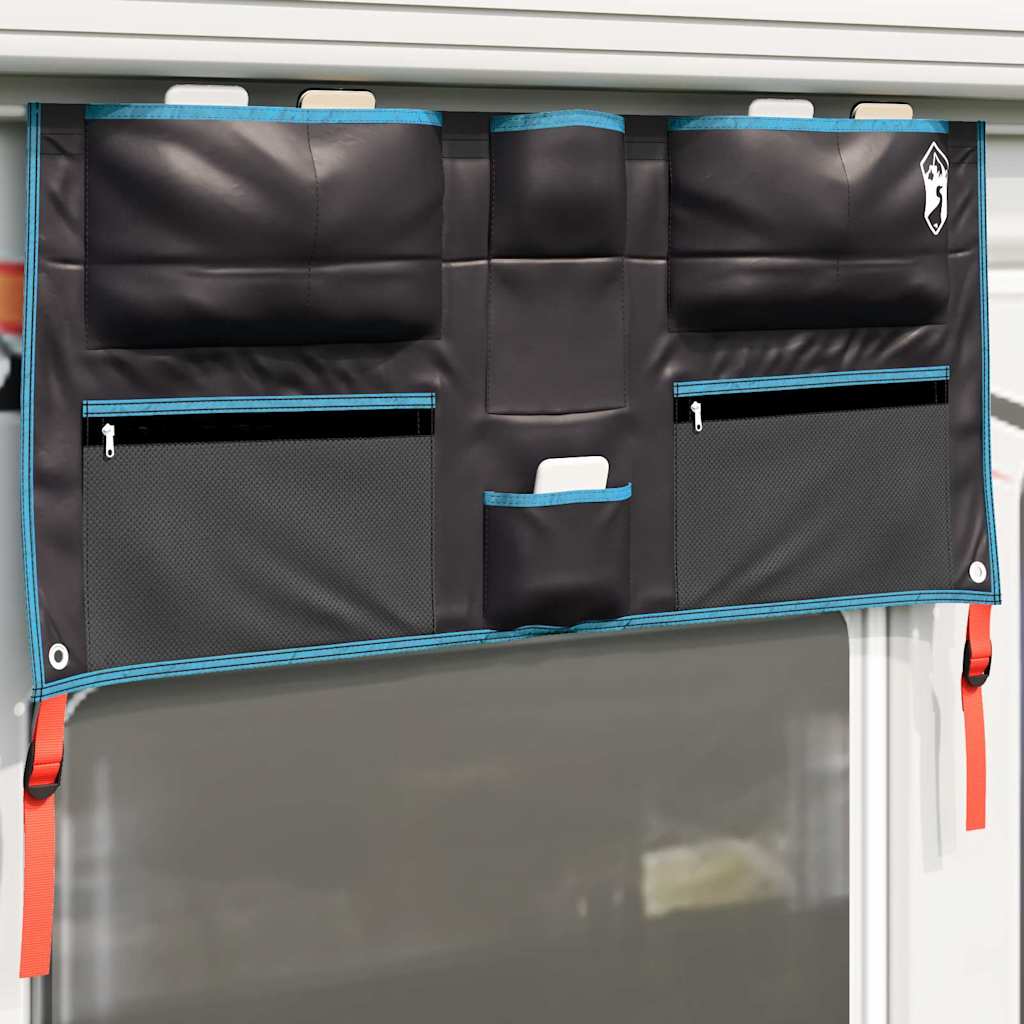 Detail van de vidaXL opslagzak met meerdere opbergvakken en stevige bevestigingsriemen.