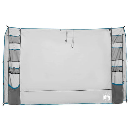 Zijaanzicht van de vidaXL Hangende Tentorganiser met meerdere opbergvakken in grijs en blauw.