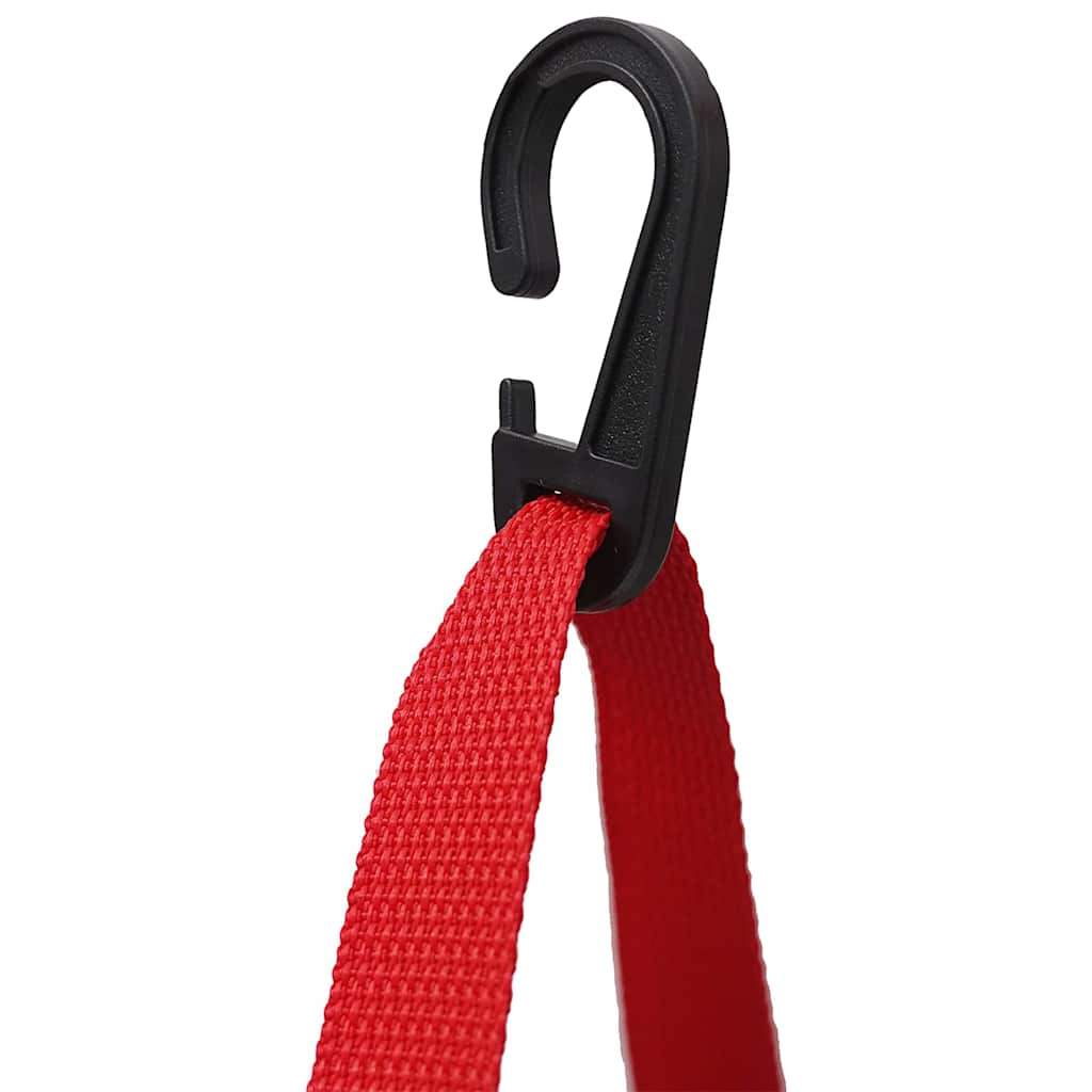 Detail van de zwarte haak en rode strap van de vidaXL opslagzak.