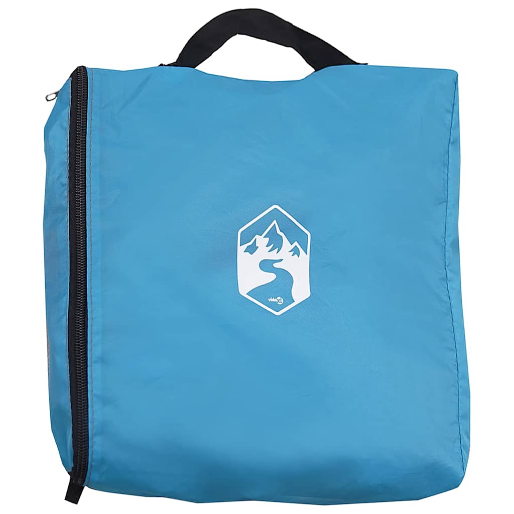 Zijaanzicht van de blauwe vidaXL opslagzak met logo en rits.