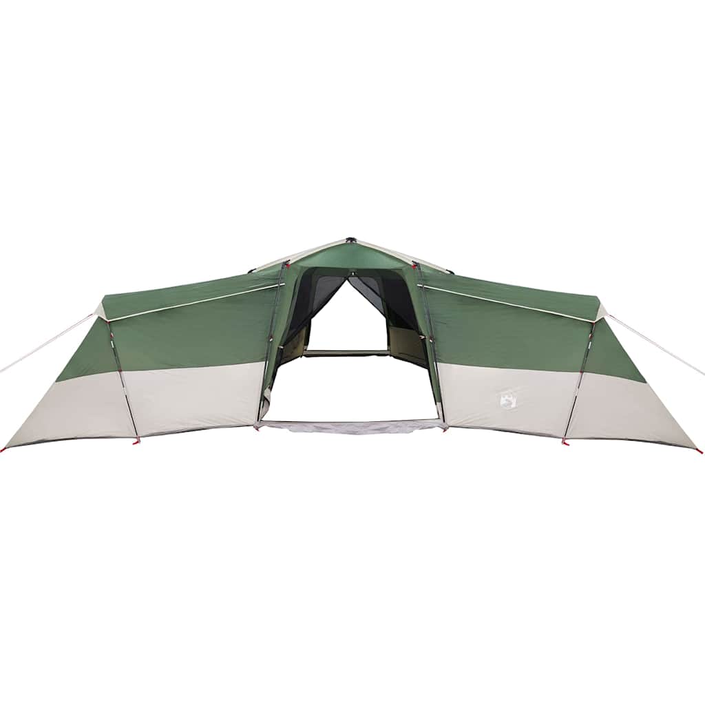 Detail van de vidaXL gezinstent met groene en grijze kleuren, zijaanzicht met open ingangen.