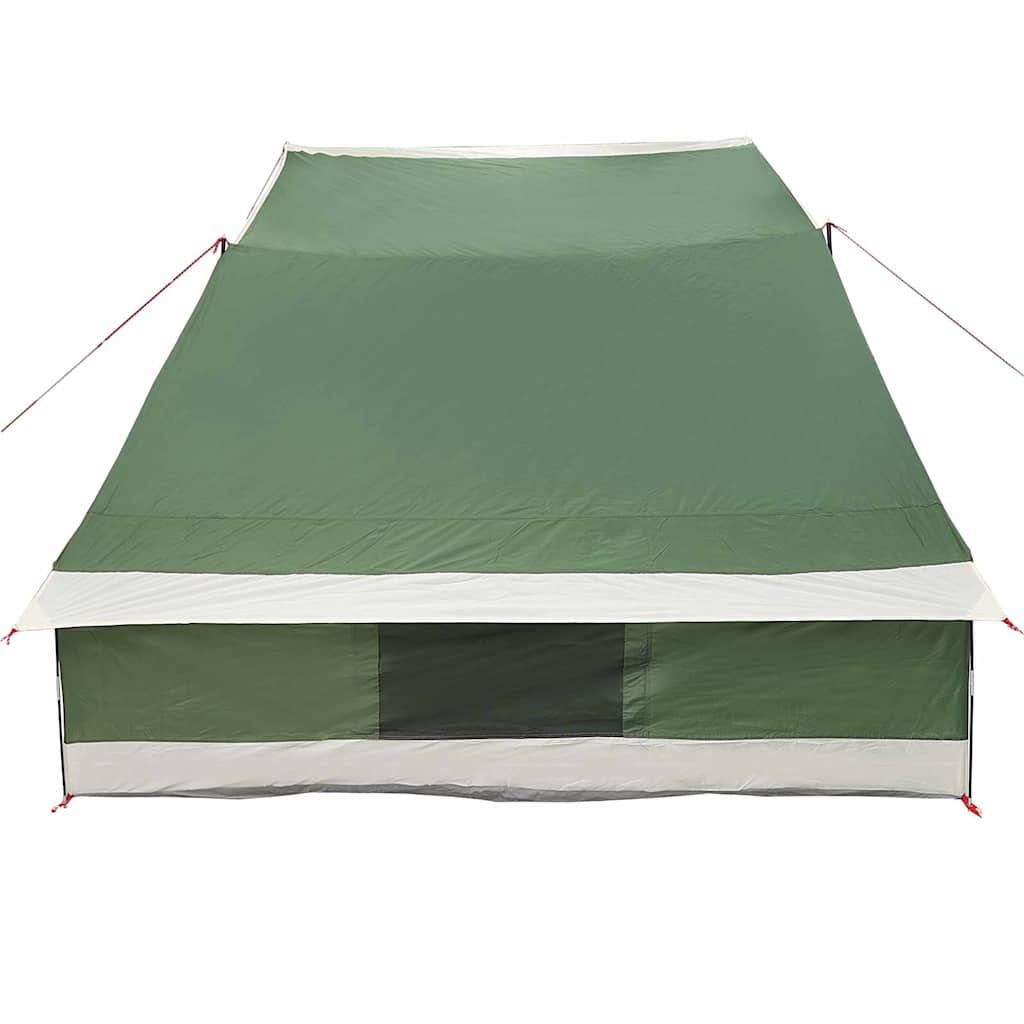 Detail van de groene vidaXL Camping Tent met dak, zijaanzicht met E-poort.